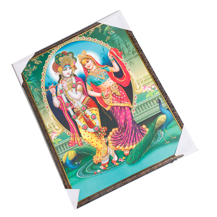 Goddess Radha And Lord Krishan Photo Frame - 20 × 26 Inches | For Pooja Temple | Home Decor And Gifts