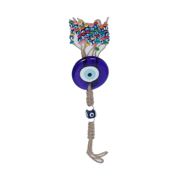 Glass Blue Evil Eye Hanger - 14 × 3 Inches