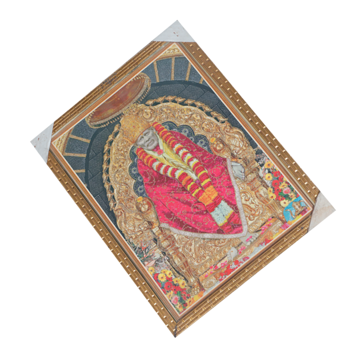 Shree Sai Baba Photo Frame - 17 × 13 Inches | For Pooja Temple | Home Decor And GIfts