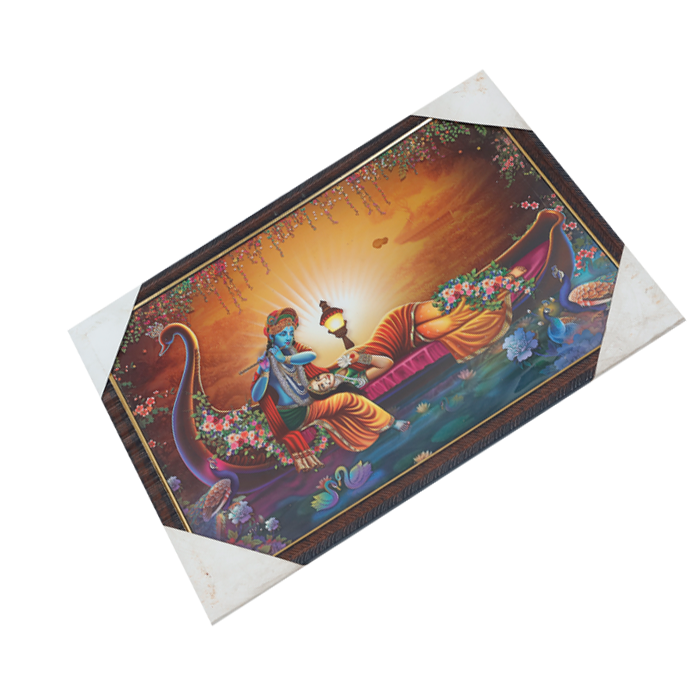 Goddess Radha And Lord Krishan Photo Frame - 20 × 13 Inches | For Pooja Temple | Home Decor And Gifts