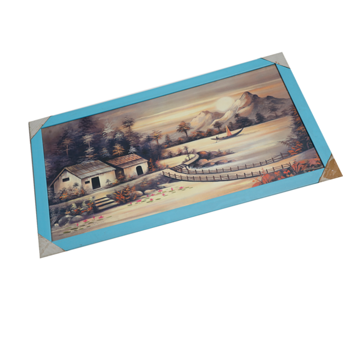 View Of Sunset Nature Scenery Photo Frame - 26 × 14 Inches | For Home Decor And Gifts