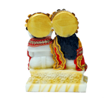 Goddess Lakshmi And Lord Ganesh Are Dressed In Clothes | Marble Dust Murti Idol - 7 x 6 Inches | For Pooja Temple And Home Decor