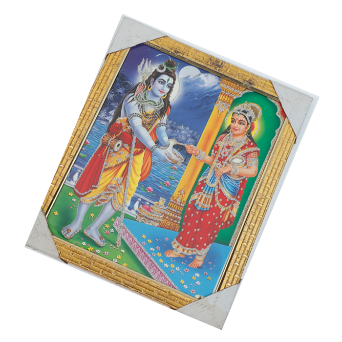 Lord Shiva And Annapurna Devi Mata Photo Frame - 12 × 10 Inches | For Pooja Temple | Home Decor And Gifts