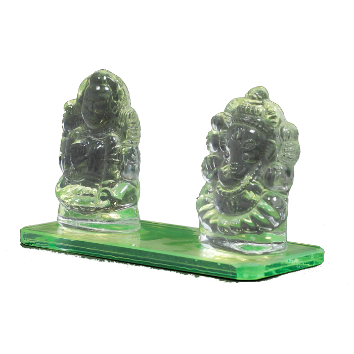 Light Green Laxmi Ganesh - 3 × 4 Inches