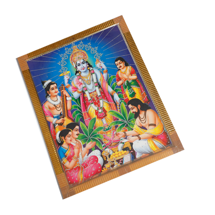 Shree Satyanarayan Bhagwan Photo Frame - 26 × 20 Inches | For Pooja Temple | Home Decor And Gifts