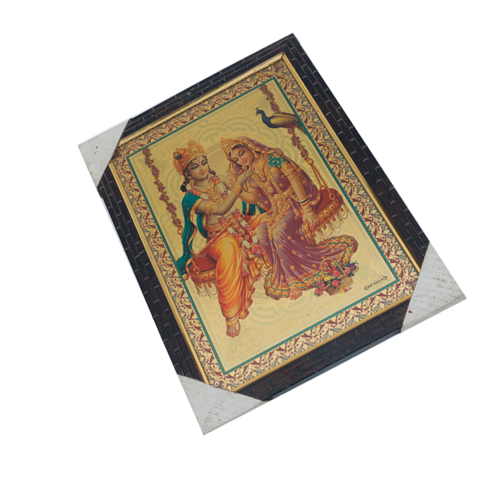 Goddess Radha And Lord Krishan Are Swinging Together Photo Frame - 9 × 13 Inches | For Pooja Temple | Home Decor And Gifts