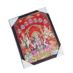 Goddess Lakshmi, Goddess Saraswati And Lord Ganesha Photo Frame - 17 × 13 Inches | For Pooja Temple | Home Decor And Gifts