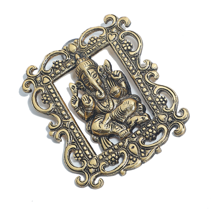 AGRODAK GANESHA DARWAR IDOL Door Hanging Gold - 4 × 4 Inches