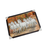 7 Running Vastu Shastr White Horse Photo Frame - 22 × 30 Inches | For Home Decor And Gifts