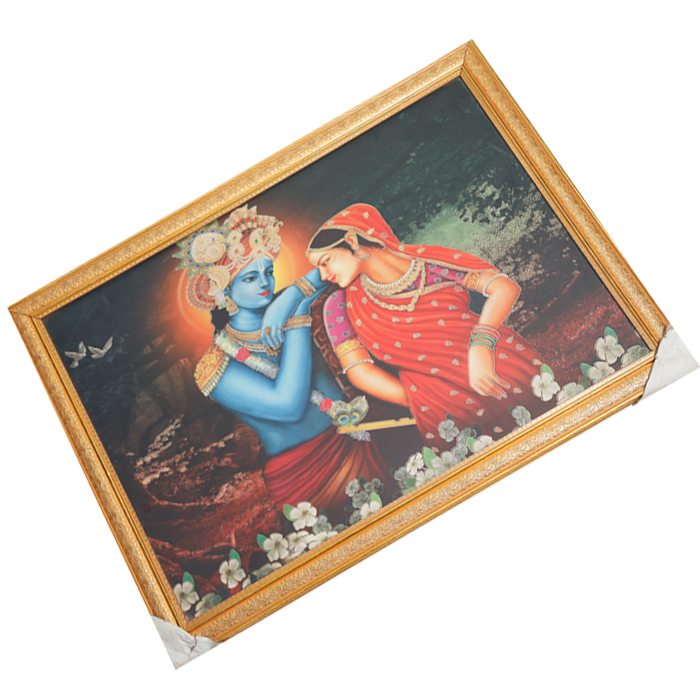 Lord Krishan And Goddess Radha Photo Frame - 26 × 20 Inches | For Pooja Temple | Home Decor And Gifts