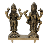 Brass Murti Lord Vishnu Bhagavaan and Goddess Lakshmi Ji - 4 × 3.8 Inches | For Pooja Temple | Home Decor And Gifts