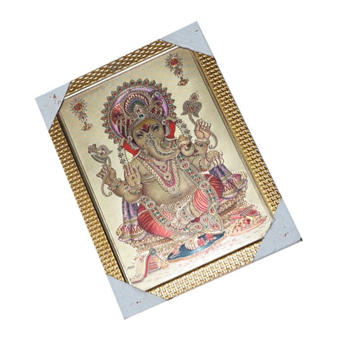 Lord Ganesha Photo Frame - 12 × 10 Inches | For Pooja Temple | Home Decor And Gifts
