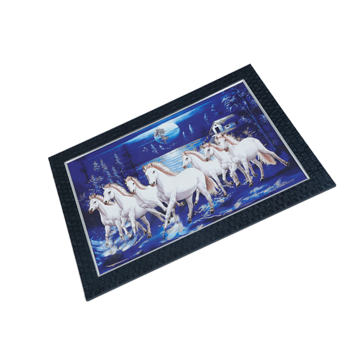 7 Running Vastu Shastr White Horse Photo Frame - 14 × 20 Inches | For Home Decor And Gifts