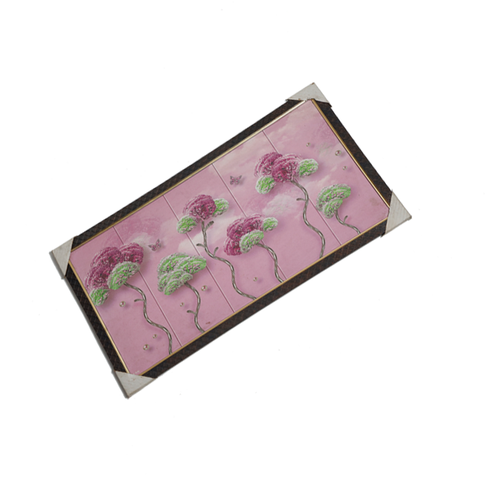 Trees With Green And Pink Flowers Photo Frame - 26 × 14 Inches | For Home Decor And Gifts