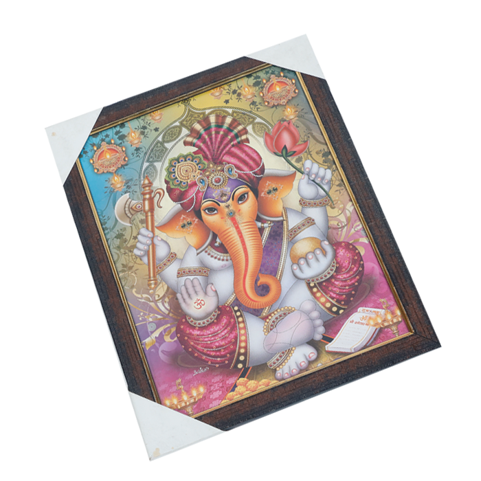 Lord Ganesha Photo Frame - 13 × 10 Inches | For Pooja Temple | Home Decor And Gifts