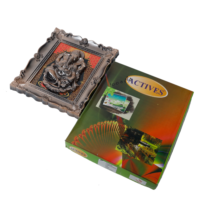 Lord Ganesha Photo Frame - 14 × 10 Inches | For Pooja Temple And Home Decor