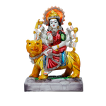 Goddess Durga Devi Sitting on a Lion | Marble Dust Murti Idol - 7 × 5 Inches | For Pooja Temple And Home Decor