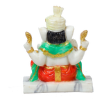 Lord Ganesha Is Sitting On The Stool | Marble Dust Murti Idol - 8 × 6 Inches | For Pooja Temple And Home Decor