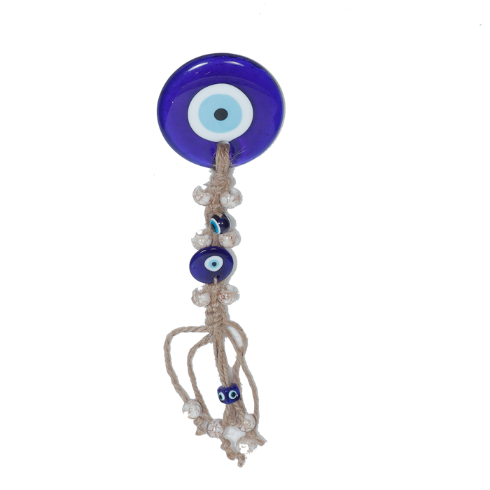 Glass Blue Evil Eye Hanger - 12 × 3 Inches
