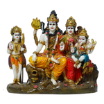 Lord Shiva And Parvati Family Marble Dust Murti Idol - 8 × 7 Inches | For Pooja Temple And Home Decor