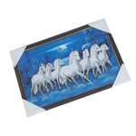 7 Running Vastu Shastr White Horse Photo Frame - 19 × 13 Inches | For Home Decor And Gifts