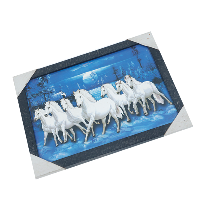 7 Running Vastu Shastr White Horse Photo Frame - 13 × 10 Inches | For Home Decor And Gifts