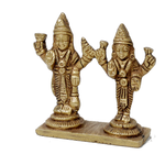 Brass Murti 1 No. Lord Vishnu Bhagavaan and Goddess Lakshmi Ji - 2.4 × 2.5 Inches | For Pooja Temple | Home Decor And Gifts