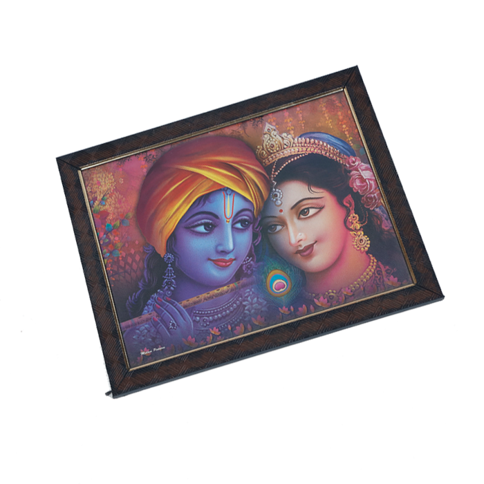 Lord Krishan And Goddess Radha Photo Frame - 13 × 10 Inches | For Pooja Temple | Home Decor And Gifts