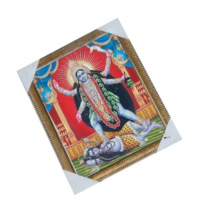 Goddess Kali Mata Standing On Lord Shiva Photo Frame - 13 × 10 Inches | For Pooja Temple | Home Decor And Gifts