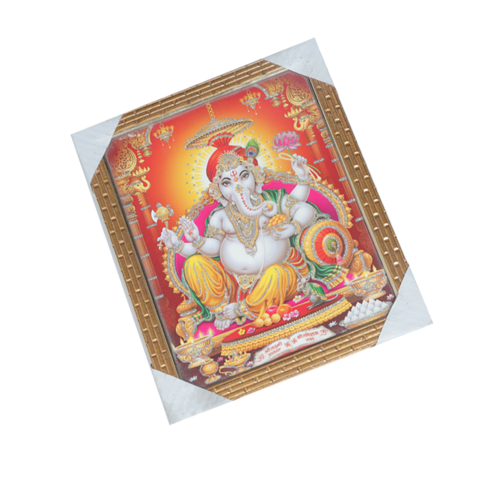 Lord Ganesha Photo Frame - 11 × 10 Inches | For Pooja Temple | Home Decor And Gifts
