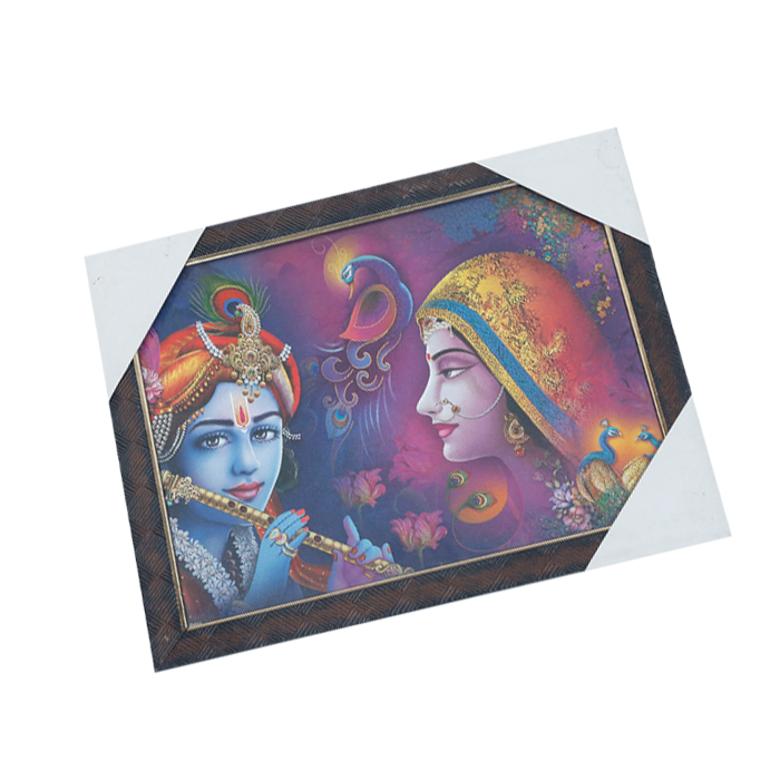 Lord Krishan And Goddess Radha Photo Frame - 13 × 10 Inches | For Pooja Temple | Home Decor And Gifts