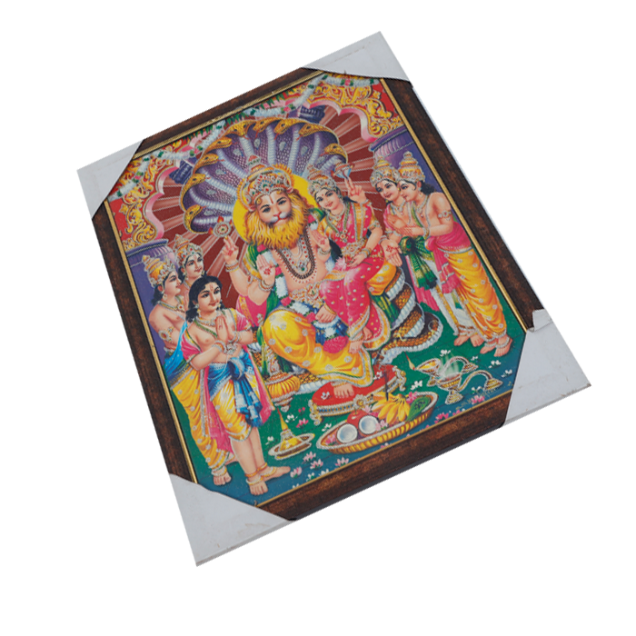 Narasimha Lakshmi/Swami Narayan Laxmi Photo Frame - 17 x 13 Inches | For Pooja Temple | Home Decor And Gifts