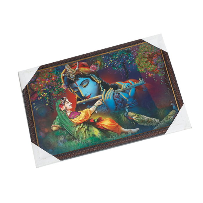 Goddess Radha And Lord Krishan Photo Frame - 13 × 19 Inches | For Pooja Temple | Home Decor And Gifts