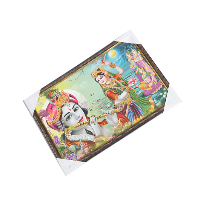 Goddess Radha And Lord Krishan Photo Frame - 13 × 19 Inches | For Pooja Temple | Home Decor And Gifts
