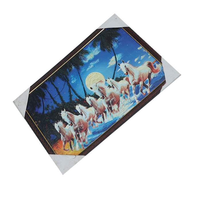 7 Running Vastu Shastr White Horse Photo Frame - 20 × 13 Inches | For Home Decor And Gifts