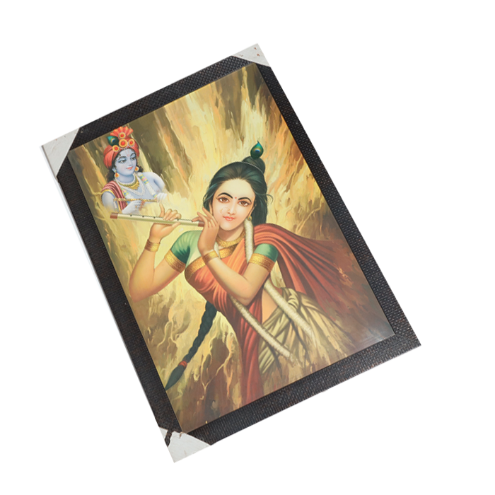 Lord Krishan And Goddess Radha Photo Frame - 22 × 30 Inches | For Pooja Temple | Home Decor And Gifts