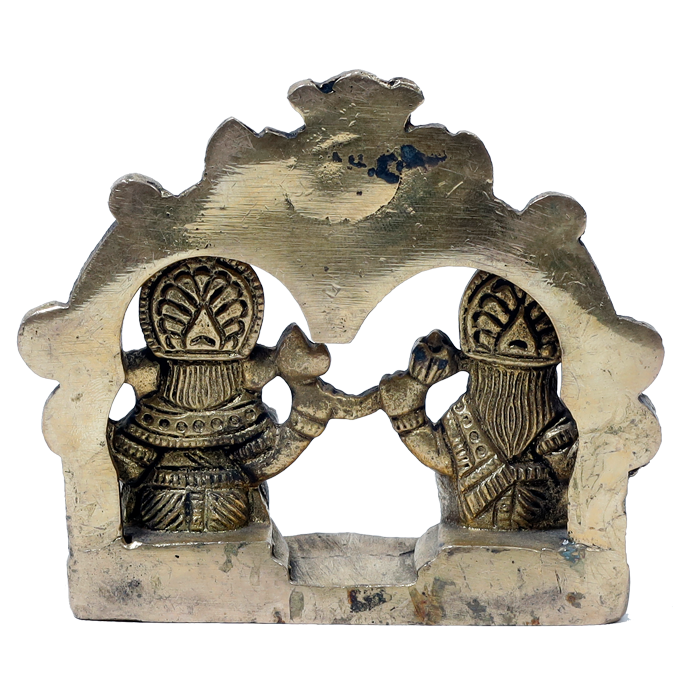 Brass Murti Goddess Lakshmi And Lord Ganesha Is Sitting On Throne - 3.5 × 3.5 Inches | For Pooja Temple | Home Decor And Gifts