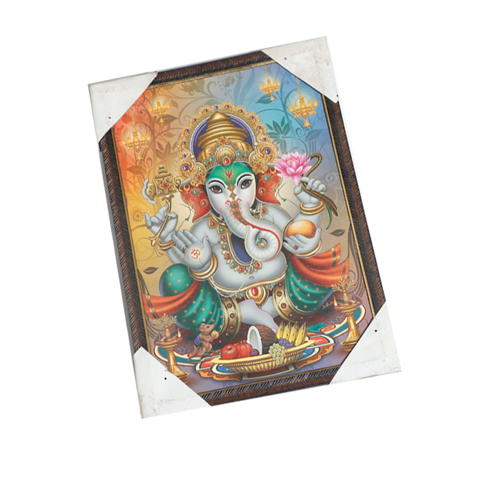 Lord Ganesha Photo Frame - 19 × 13 Inches | For Pooja Temple | Home Decor And Gifts