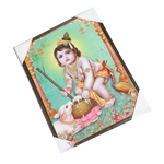 Lord Bal Gopal Krishna Photo Frame - 25 × 19 Inches | For Pooja Temple | Home Decor And Gifts