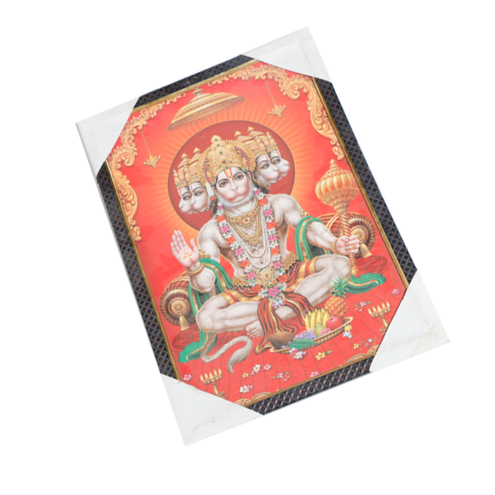 Lord Punch Mukhi Hanuman Photo Frame - 19 × 13 Inches | For Pooja Temple | Home Decor And Gifts
