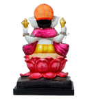 Lord Ganesha Is Sitting On The Throne Marble Dust Murti Idol - 11 × 8 Inches | For Pooja Temple And Home Decor