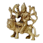 Brass Murti 2 No. Goddess Durga Mata Is Sitting On Lion - 3.5 × 3.5 Inches | For Pooja Temple | Home Decor And Gifts