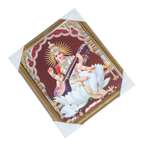 Goddess Saraswati Mata Sitting on Lotus Flower Photo Frame - 12 × 10 Inches | For Pooja Temple | Home Decor And GIfts