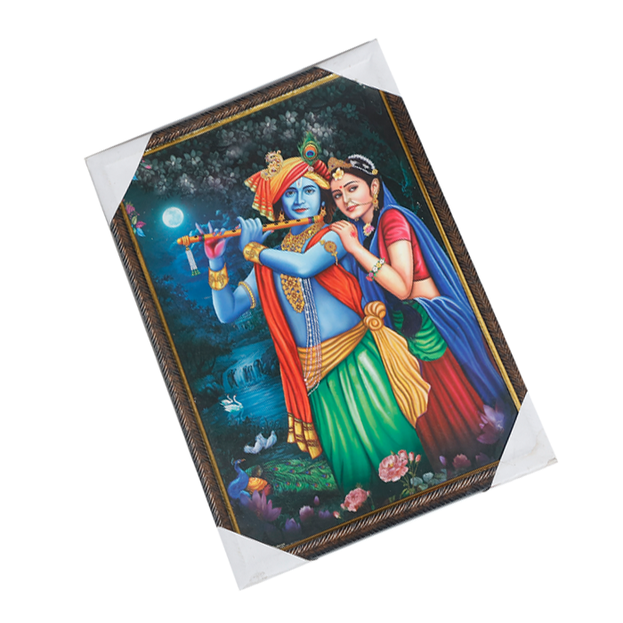 Lord Krishan And Goddess Radha Photo Frame - 13 × 19 Inches | For Pooja Temple | Home Decor And Gifts