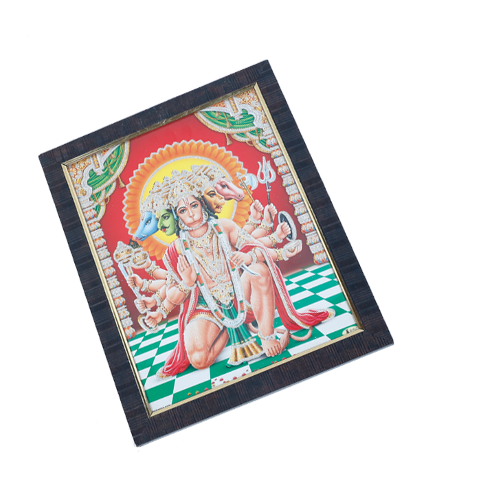 Lord Punch Mukhi Hanuman Photo Frame - 13 × 10 Inches | For Pooja Temple | Home Decor And Gifts