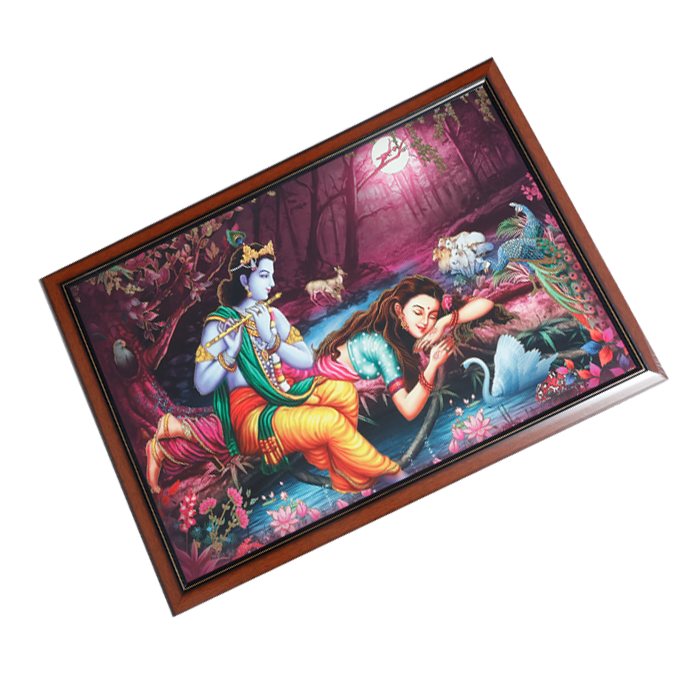 Lord Krishan And Goddess Radha Photo Frame - 22 × 30 Inches | For Pooja Temple | Home Decor And Gifts
