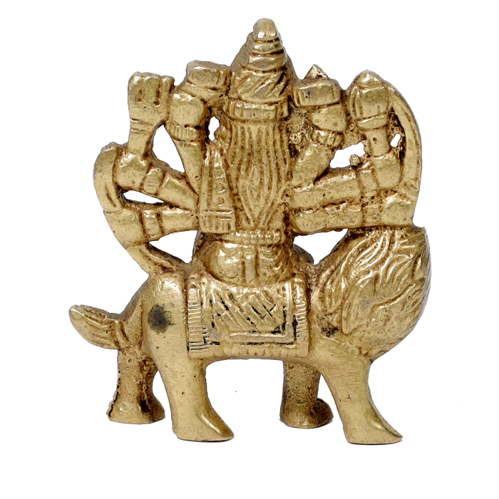 Brass Murti 0 No. Goddess Durga Mata Is Sitting On Lion - 2.2 × 2 Inches | For Pooja Temple | Home Decor And Gifts