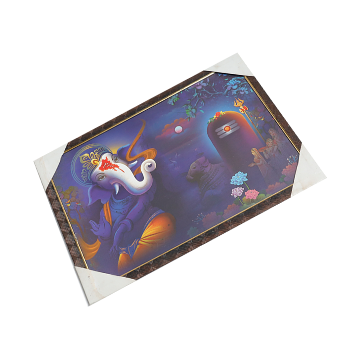 Lord Ganesha Photo Frame - 20 × 13 Inches | For Pooja Temple | Home Decor And Gifts