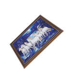 7 Running Vastu Shastr White Horse Photo Frame - 14 × 20 Inches | For Home Decor And Gifts