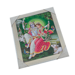 Goddess Radha And Lord Krishan Are Swinging Together Photo Frame - 9 × 13 Inches | For Pooja Temple | Home Decor And Gifts